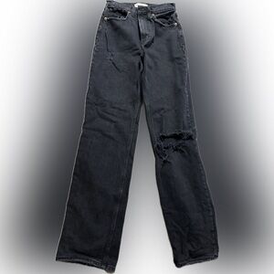 ABERCROMBIE | 90s Straight Ultra High Rise | Black Distressed Jeans | 26